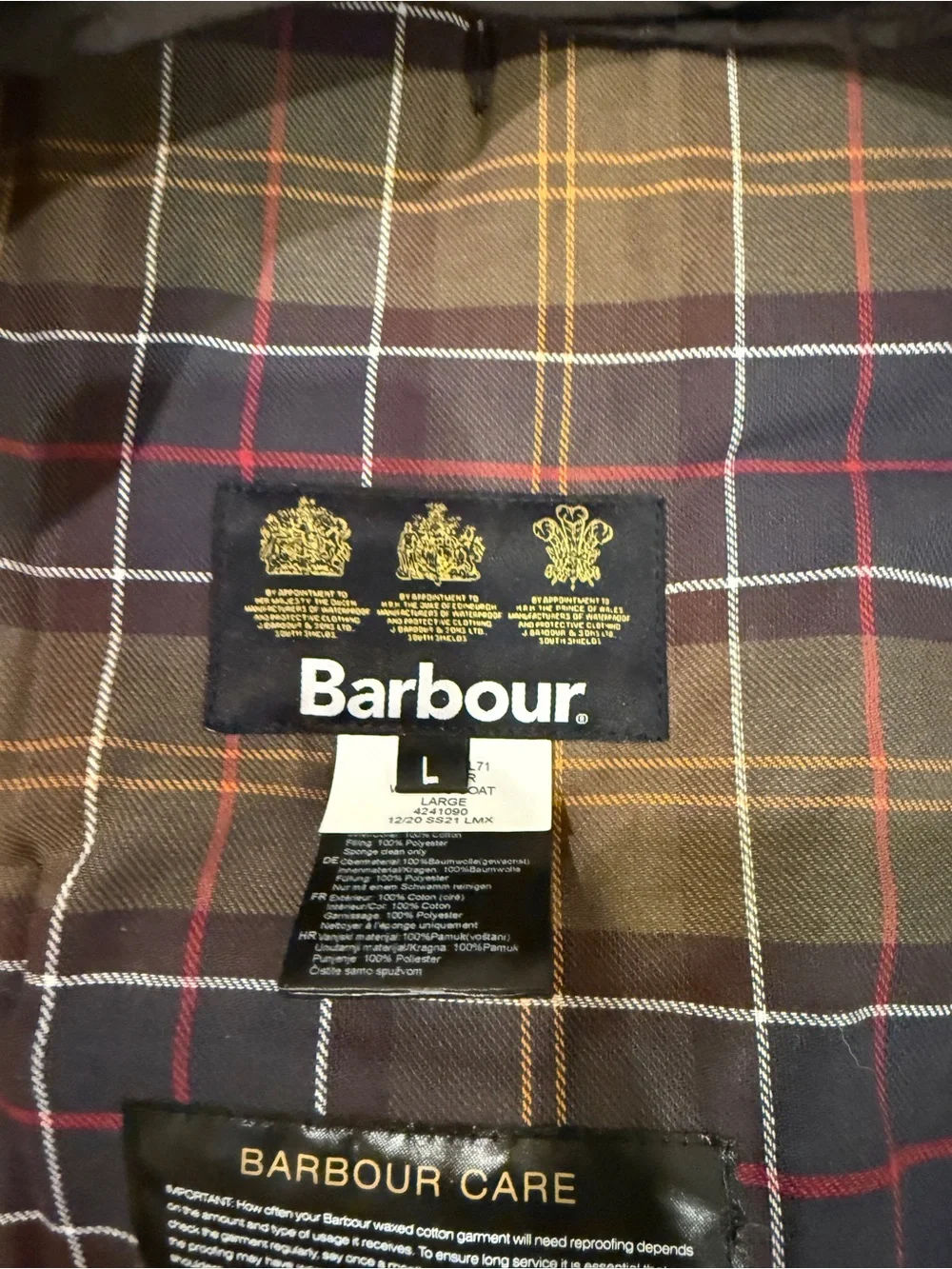 Barbour Plaid Lined DOG Jacket never used